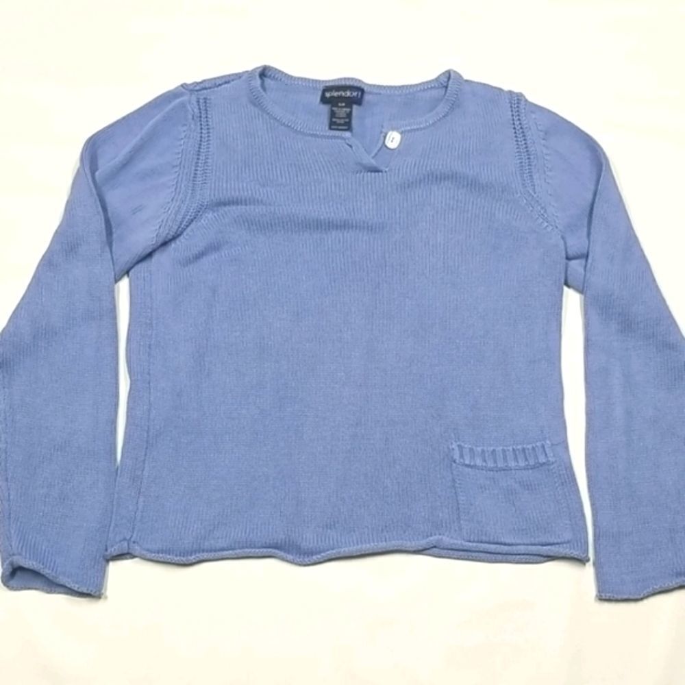 🎁5/25 Splendor Sweater Women's Small Long Sleeved Cotton Blue Knit Vintage